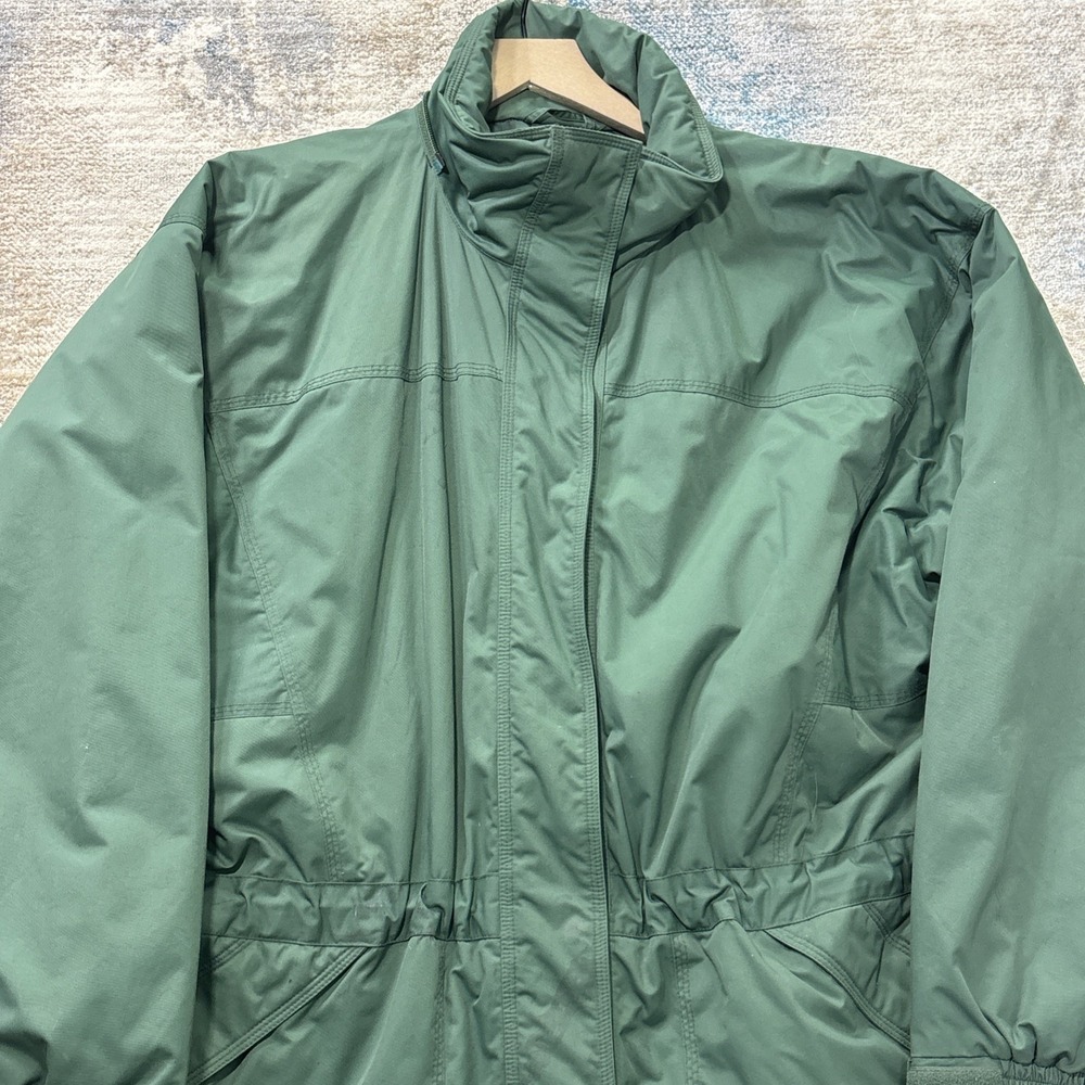 Vintage Green Nylon Outdoor Jacket Full Zip Utility Coat Parka